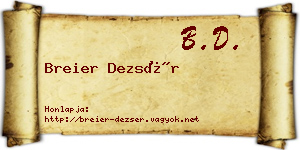 Breier Dezsér névjegykártya